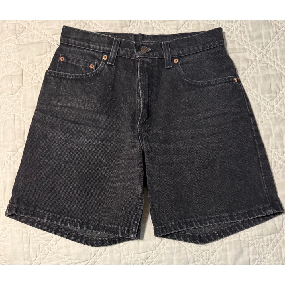Levi's Denim Shorts Womens 7 Black Vintage 90s USA 550 Relaxed Fit High Waist